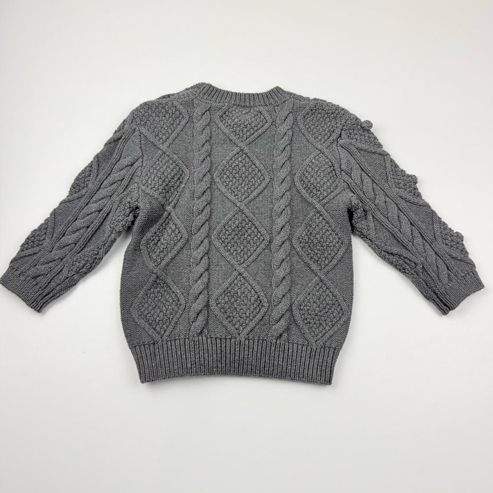Mebie Baby Gray Chunky Knit Textured Cable Knit Sweater, 3T - Picture 5 of 5